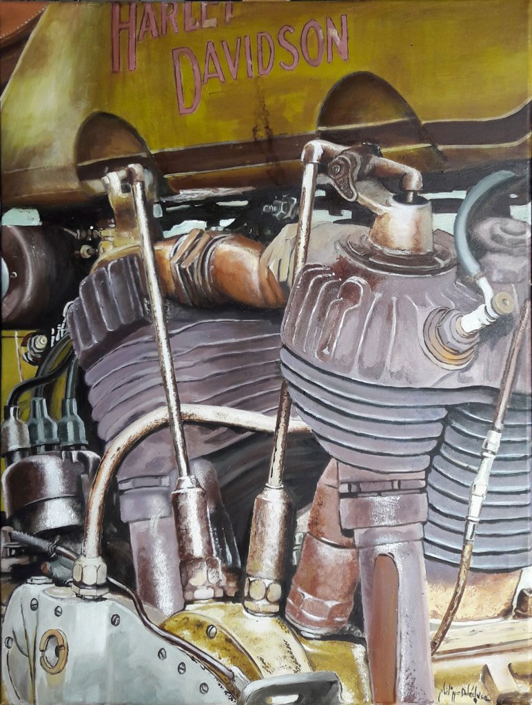 peinture à l'huile harley davidson